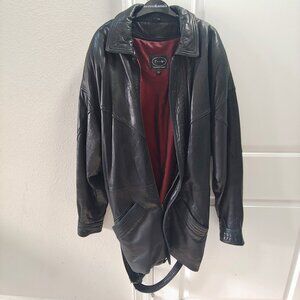 Tannery West Womens black Leather Coat jacket Size Large